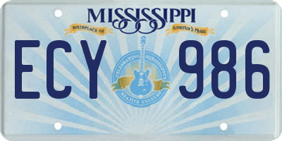 MS license plate ECY986