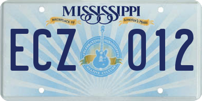 MS license plate ECZ012