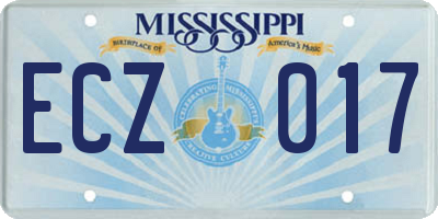 MS license plate ECZ017