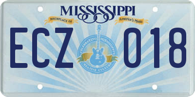 MS license plate ECZ018