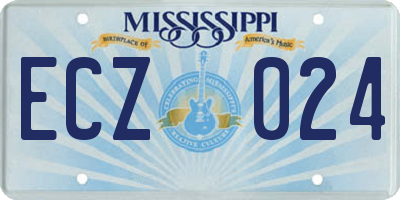MS license plate ECZ024