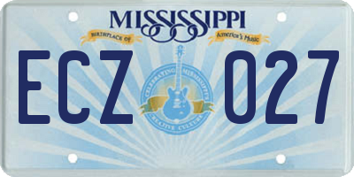 MS license plate ECZ027