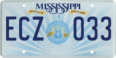 MS license plate ECZ033
