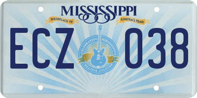 MS license plate ECZ038