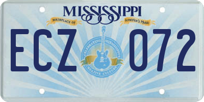 MS license plate ECZ072
