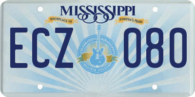 MS license plate ECZ080