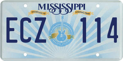 MS license plate ECZ114