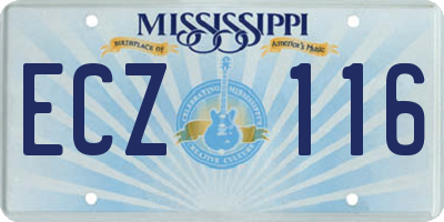 MS license plate ECZ116