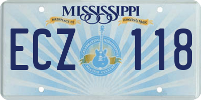MS license plate ECZ118