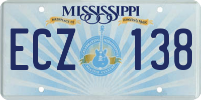 MS license plate ECZ138