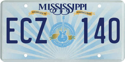 MS license plate ECZ140