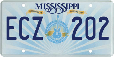 MS license plate ECZ202