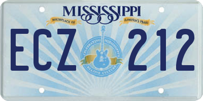 MS license plate ECZ212