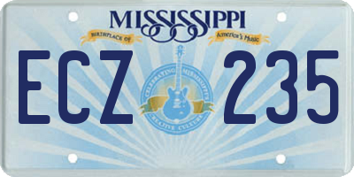 MS license plate ECZ235