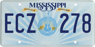MS license plate ECZ278