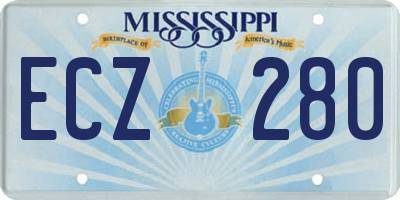 MS license plate ECZ280