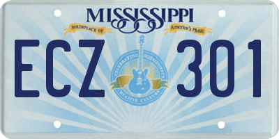 MS license plate ECZ301