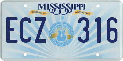 MS license plate ECZ316