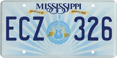 MS license plate ECZ326