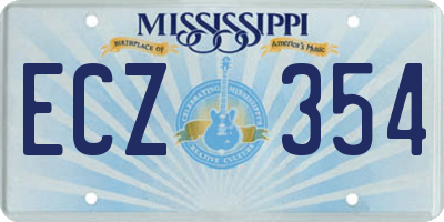 MS license plate ECZ354