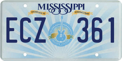 MS license plate ECZ361