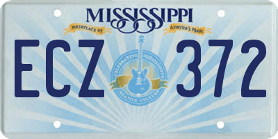 MS license plate ECZ372