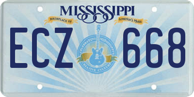 MS license plate ECZ668