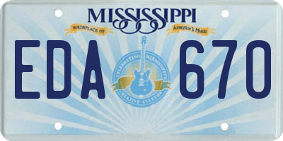 MS license plate EDA670