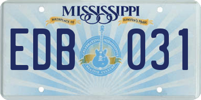 MS license plate EDB031