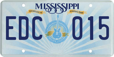 MS license plate EDC015