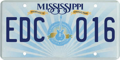 MS license plate EDC016