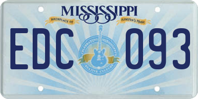 MS license plate EDC093