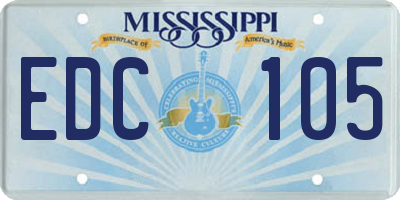 MS license plate EDC105