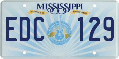 MS license plate EDC129