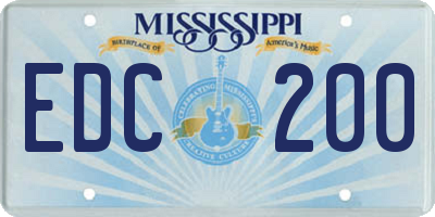 MS license plate EDC200