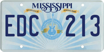 MS license plate EDC213