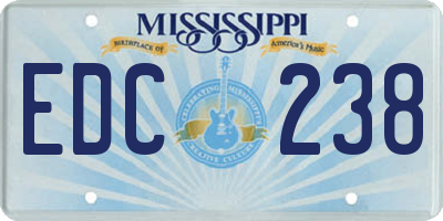 MS license plate EDC238