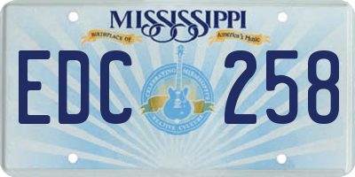 MS license plate EDC258
