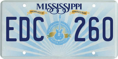 MS license plate EDC260