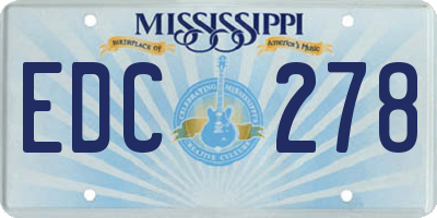 MS license plate EDC278