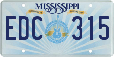 MS license plate EDC315