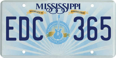 MS license plate EDC365