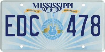 MS license plate EDC478