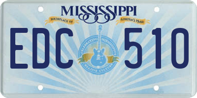 MS license plate EDC510