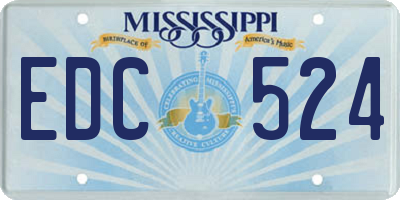 MS license plate EDC524