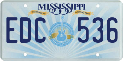 MS license plate EDC536