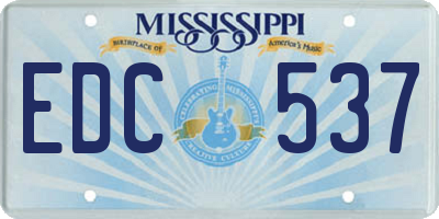 MS license plate EDC537