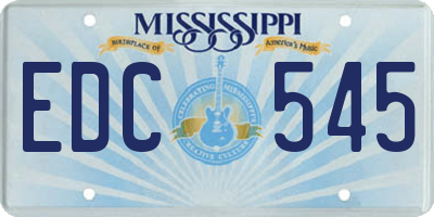 MS license plate EDC545