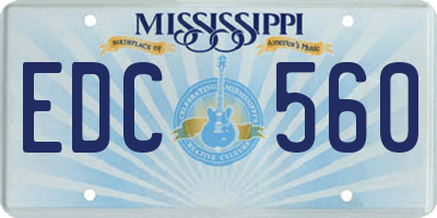 MS license plate EDC560