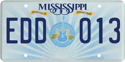 MS license plate EDD013